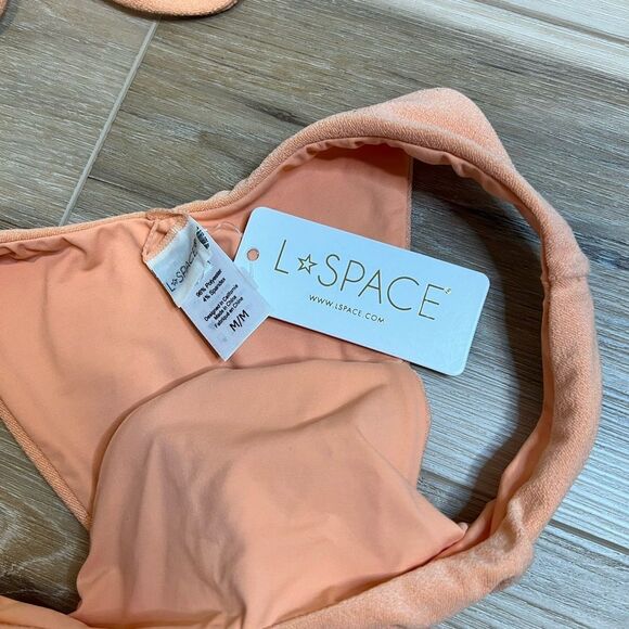 L SPACE Pastel Orange Terry Fabric 2 Piece Swimsuit Size Medium - Picture 5 of 9